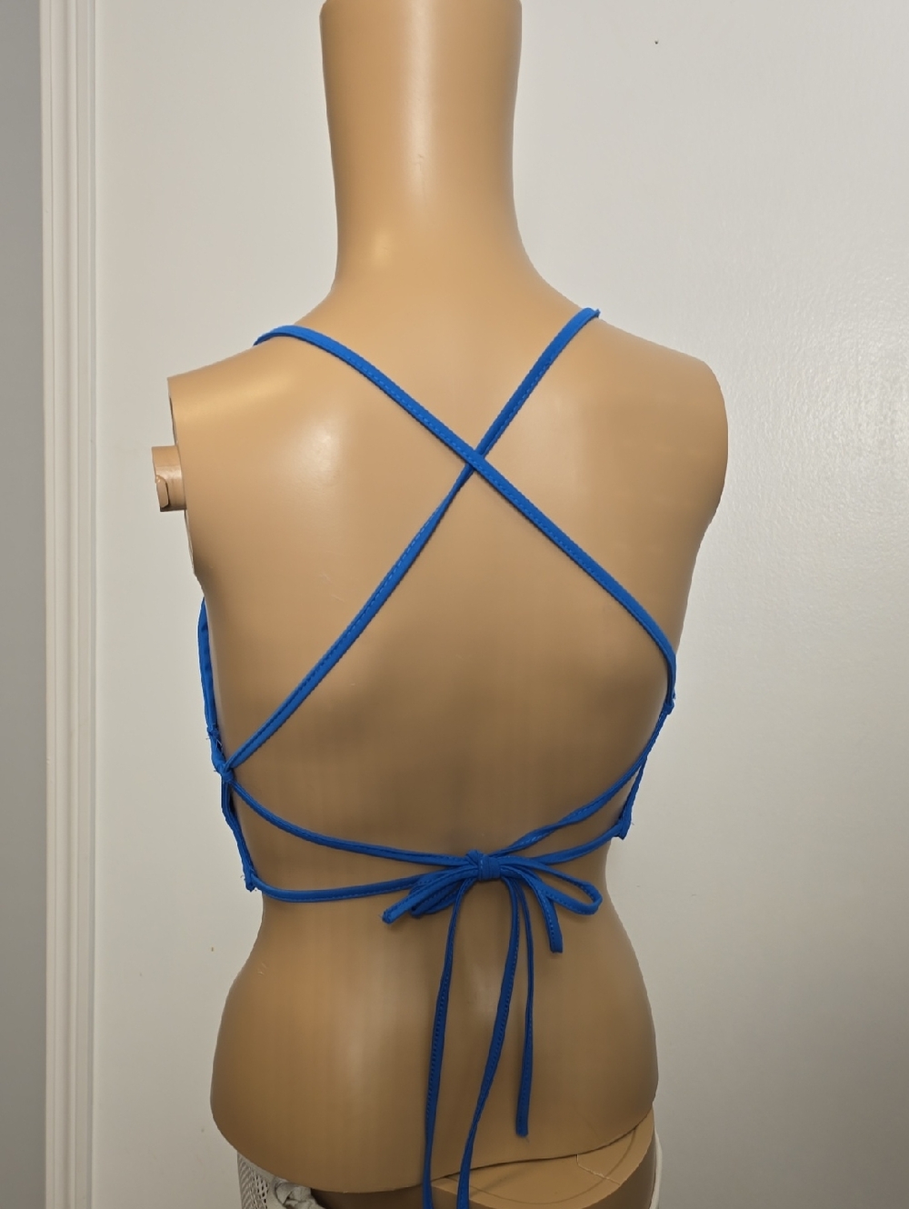 2 Piece Blue Strappy Tie-Back Halter Top - Small
